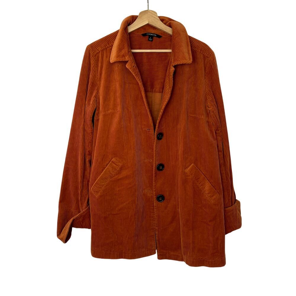 Chadwicks vintage corduroy orange long sleeved barn jacket dress women's L warm